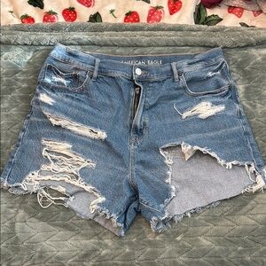 American Eagle Outfitters Women's Blue Distressed Denim Shorts
